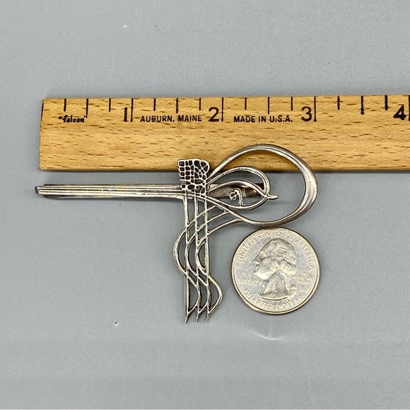 Vintage Turkish Ottoman Tie Clip Sultan Tughra Sterling Silver Suleiman Insignia - Picture 4 of 16